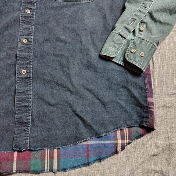 Vintage Wrangler Shirt Mens Long Tail Western Pearl Snap Brushpopper Patchwork - Picture 7 of 13